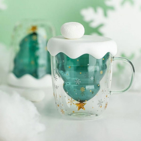 250ML Christmas-Tree Glass Mug, Promotional Glass, promotional gifts