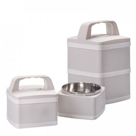 Duo-Tier Stainless Steel Lunch Box, Cutlery Set, promotional gifts