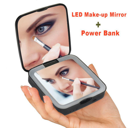 LED Dual Mirror Power Bank-Square, Power Bank, promotional gifts