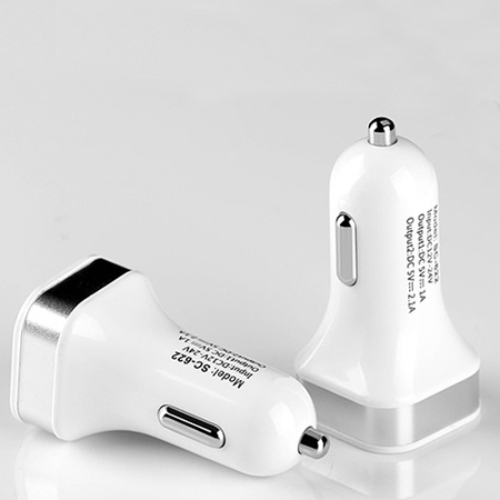 Square Double-port Car Charger, Auto Car Gifts, promotional gifts